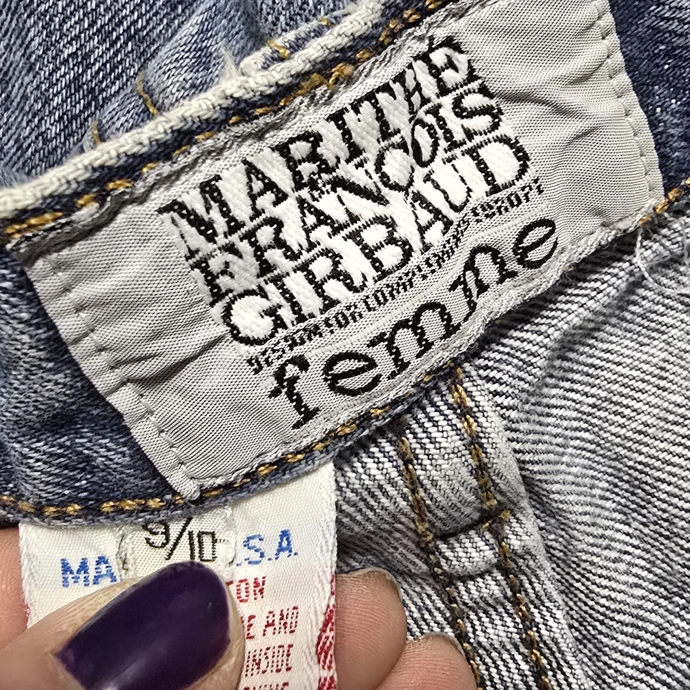 Vintage 90s Marithe Francois Girbaud Femme Stonewash Denim Long Cut-Off Shorts. - Picture 11 of 13